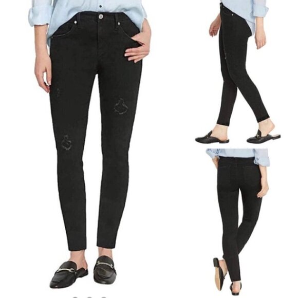 Buffalo David Bitton Jess Rip and Repair Mid-Rise Skinny 4/27 Black 287H - Picture 1 of 10